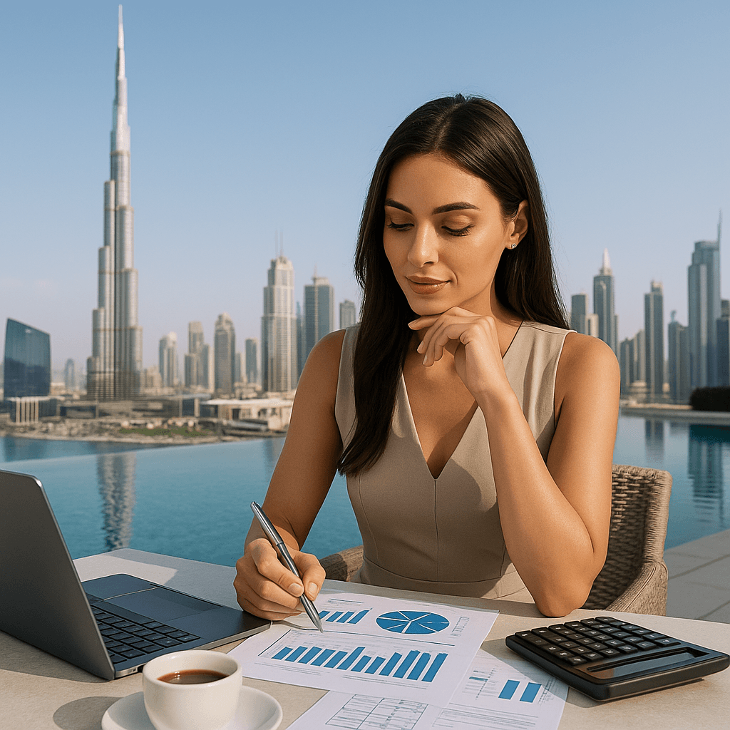 Data Analytics Dashboard showing Dubai real estate market insights and analytics